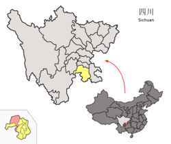 Location of Yibin within Sichuan (China)